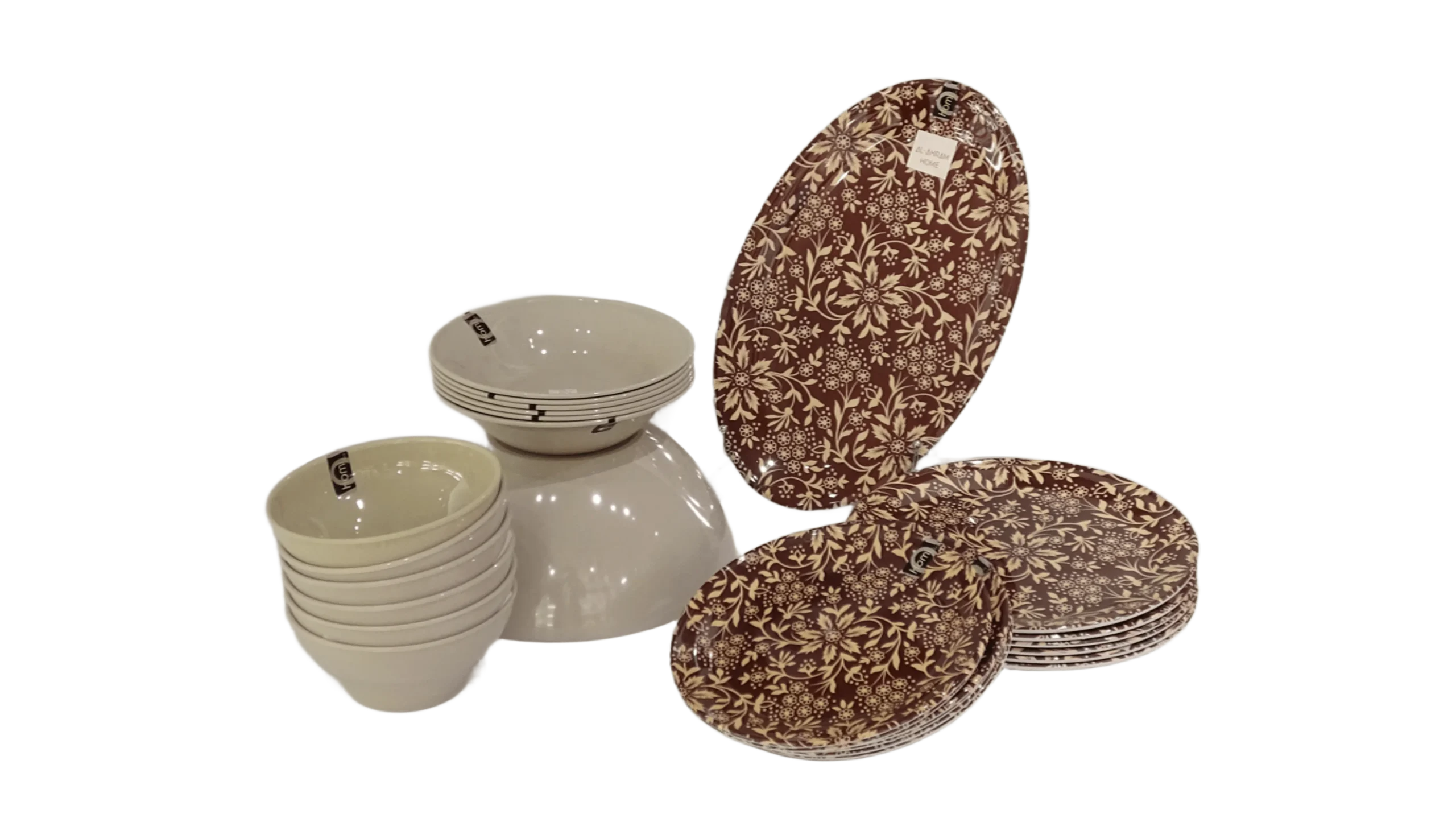 07.6222019243825 طقم عشاء ميلامين 26قطعه (كريمى) - الصورة 1