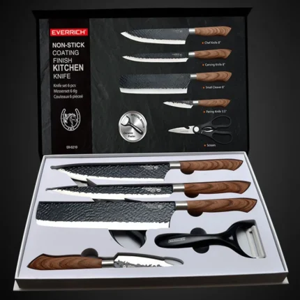 طقم سكاكين مطبخ يد خشب 6 قطع