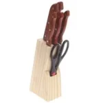 طقم سكاكين مطبخ يد خشب بالاستاند 7 قطع