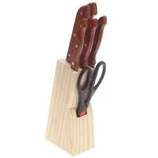 13 (2) طقم سكاكين مطبخ يد خشب بالاستاند 7 قطع - الصورة 1