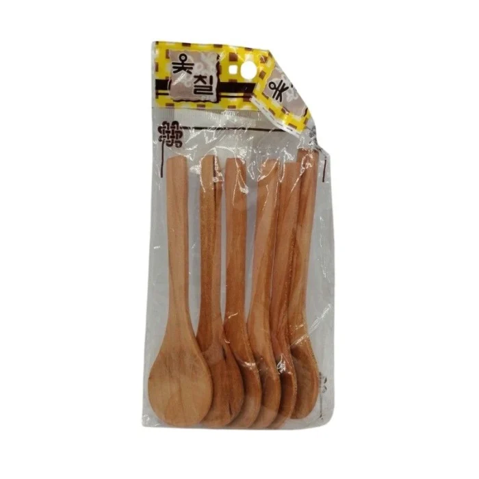 ⁦معلقة توابل خشب مسطحة 6 قطع⁩ - الصورة ⁦1⁩