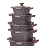 طقم حلل جرانيت مربعة غطا زجاج  10 قطع