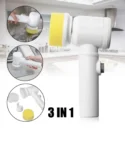 فرشاة تنظيف كهربائية دوارة بـ 3 رؤوس