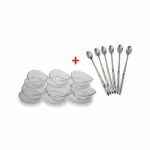 طقم بولات زجاج 6 قطع 
 +
 طقم معالق حلو بيد مربعة 6 قطع