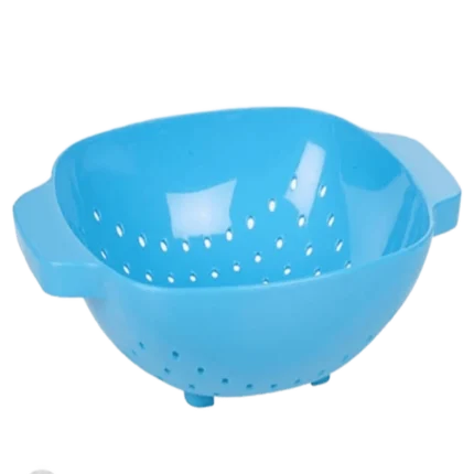 مصفاة مكرونة بلاستيك بيدين أزرق