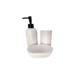 طقم حمام بورسلين مضلع 3 قطع