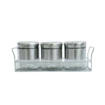 طقم توابل زجاج ستانلس ستيل 4 قطع بالإستاند