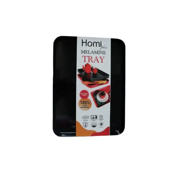 Melamine-Square-serving-tray-Black-43 صينية تقديم ميلامين مستطيلة - الصورة 1