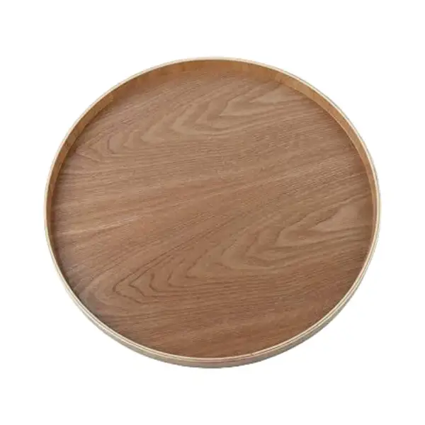 Round-wooden-serving-tray صينية تقديم خشبي مدورة - الصورة 1